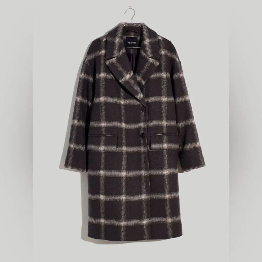 MADEWELL windowpane Hayden plaid trench Coat. NWT. XS